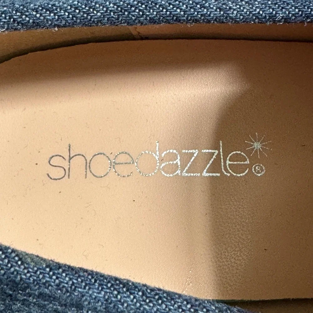 Shoedazzle Margaux Denim Platform Penny Loafers Blue Block Heel Womens 9 EU 40